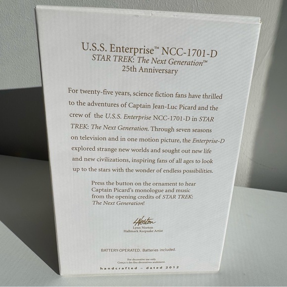 Hallmark Keepsake Ornament 2012 Star Trek The Next Generation 25th Anniversary - Picture 4 of 11